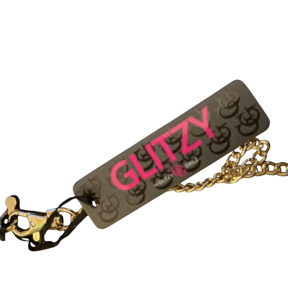 Glitzy Girlz Black Faux Leather Foldover Clutch Purse‎ with Gold Chain Strap